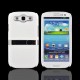 Samsung Galaxy S3 SIII i9300 Carcasa dura de goma W/ Chrome Kickstand Blanca