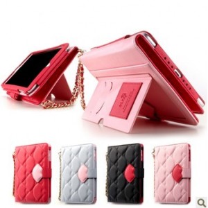 Cherry Sexy Kiss Red Lip funda de PU con el soporte para iPad Mini