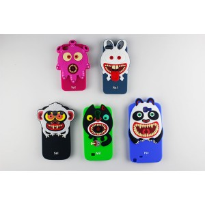 Negro Pez cubierta de silic&oacute;n con dibujos animados en 3D para Iphone5/4S
